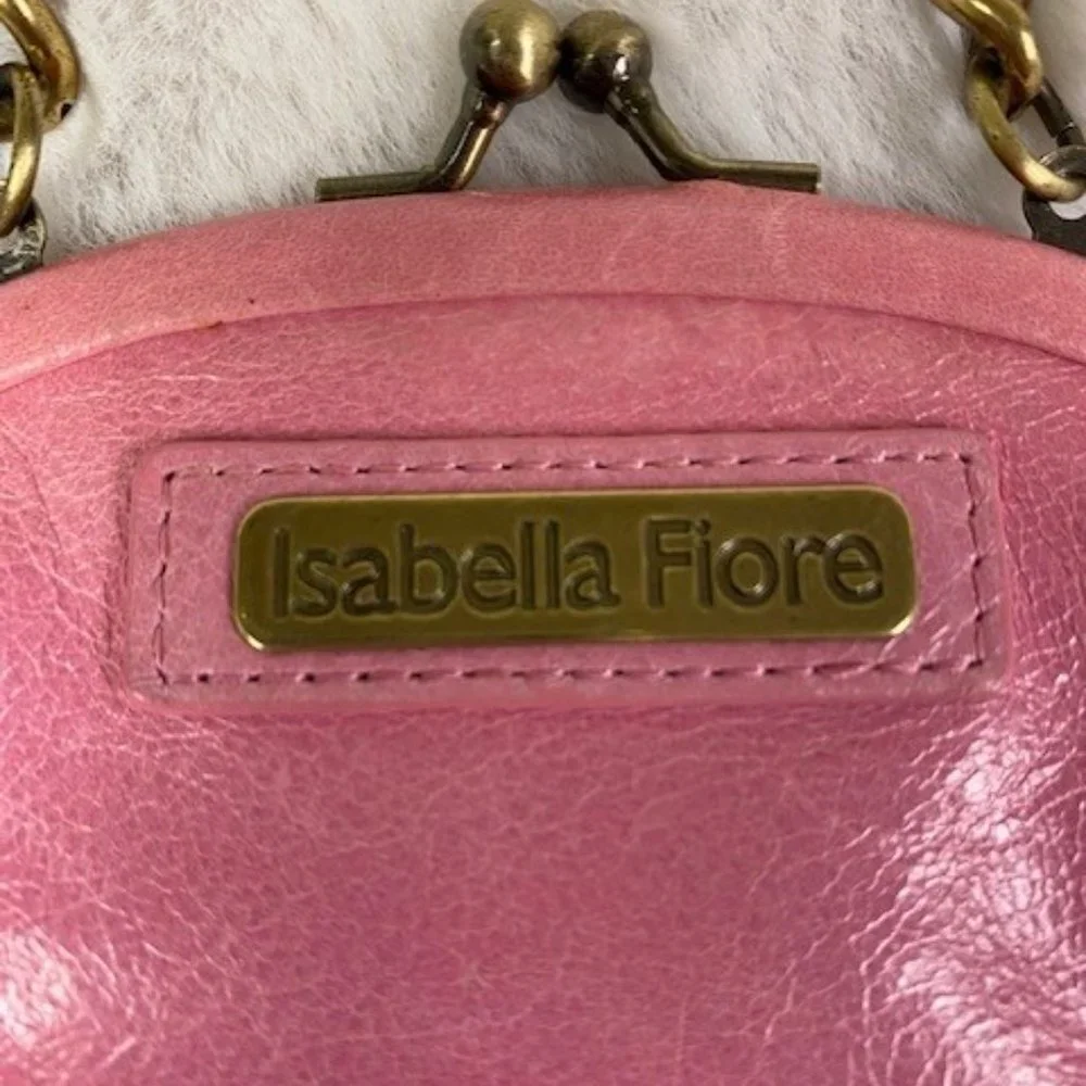 Isabella Fiore Pink Leather Chain Mini Bag w/Floral Appliques MSRP $158. - Picture 7 of 10